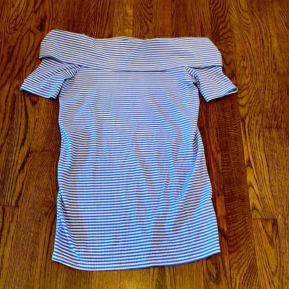 A pea in the pod off the shoulder top